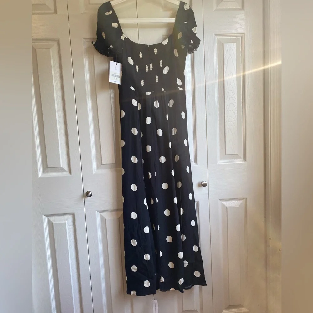 NWT Reformation Shyla Polka Dot Dress with Bow Details Size 6 - Picture 10 of 16